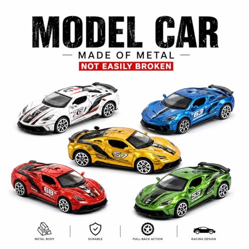 Image of Khasala Brothers Mini Metal Die Cast Car for Kids, Racers Series High-Speed Friction Powered Vehicles Push go Cars for Toddlers Kids Gift (6 PCS Metal)