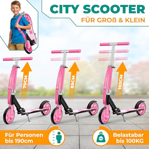 KESSER&reg; Scooter Roller Kinderroller Cityroller Tretroller Kickroller, f&uuml;r jedes Alter, H&ouml;henverstellbar bis 190cm, bis zu 100kg,Klappmechanismus, Inkl. Tragegurt, Kickscooter, Fairy (Pink)