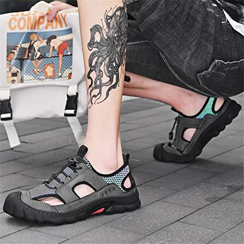 Men's Breathable Sandals Beach Casual Shoes Thick Sole Closed Toe Shoes Hiking Fishing Sandals Men's(D,40 Code)4