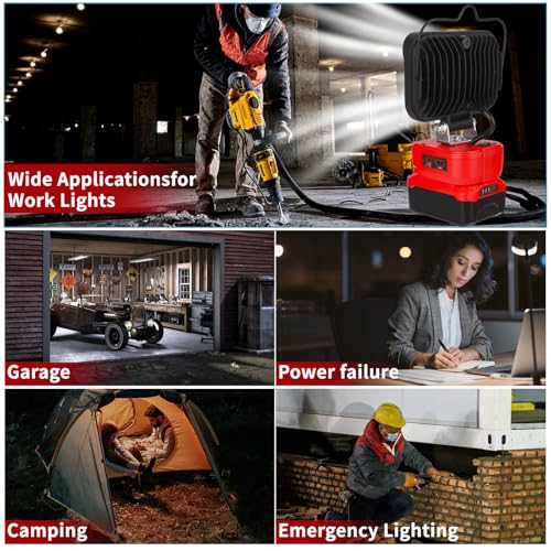 Image of Work Light for Craftsman V20 Battery,84W 8000LM Portable Cordless Floodlight with USB&Type C Fast Charging Port for Craftsman Tools,LED Spotlight for Camping,Fishing,Workshop