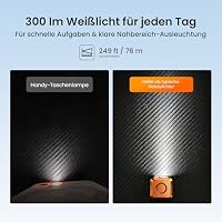 Sofirn SE1 Mini Taschenlampe Schlüsselanhänger, 300 Lumen EDC Taschenlampe mit UV-Licht, RGB-Licht, Magnet & USB-C, wiederaufladbar, CNC Metallgehäuse für Alltag, Notfall & Outdoor (Orange) – Ansicht 4