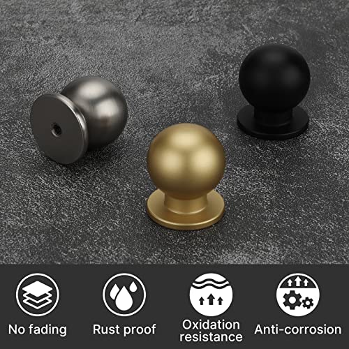 Homdiy 10 Pack Brushed Brass Cabinet Knobs Dresser Knobs, Gold Cabinet Knobs Drawer Knobs Round Ball Gold Knobs Kitchen Cabinet Hardware Single Hole Door Knobs #TOP5