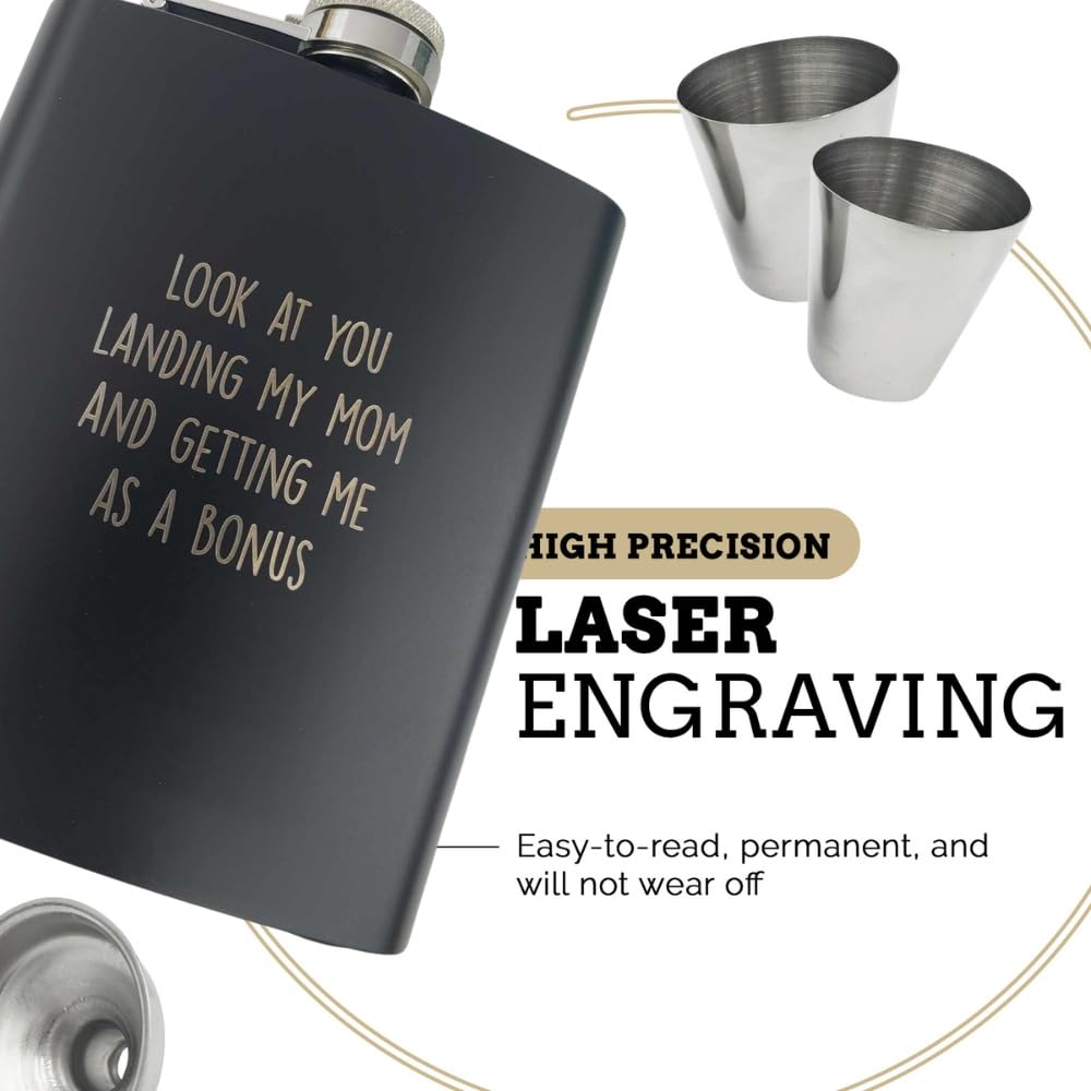 Funny Gifts for Step Dad, Step Dad Fathers Day, Father's Day Step Dad, Gifts for Step Dad for Christmas, Bonus Dad Gifts, Stepfather Gifts, Gifts for Stepdad Flask, Landing Mom Bonus (My Mom)