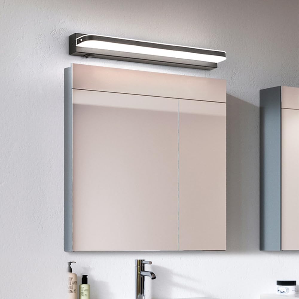 Mengjay Aplique Espejo Baño Interior LED,Lámpara de pared LED,Luz blanca fría,Iluminación Luz pared Luz para Salón, Dormitorio, Comedor, Pasillo (Negro (60 cm))