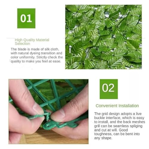 Image of Artificial Faux Ivy Leaf Mat - 1m x 3m Light Green Privacy Fence Panel for Wall Decor, Vertical Garden, Balcony & Backdrop Decoration