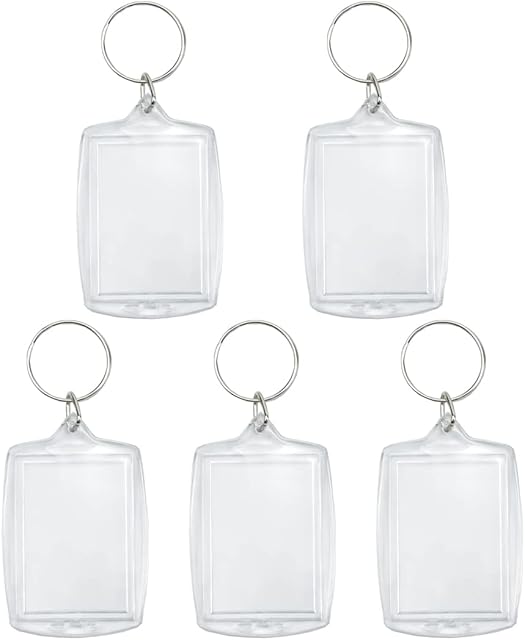 Syolee Photo Keyring 5 Pcs Double Sided Blank Picture Keychain Personalised Photo Key Fob Holder with Split Ring