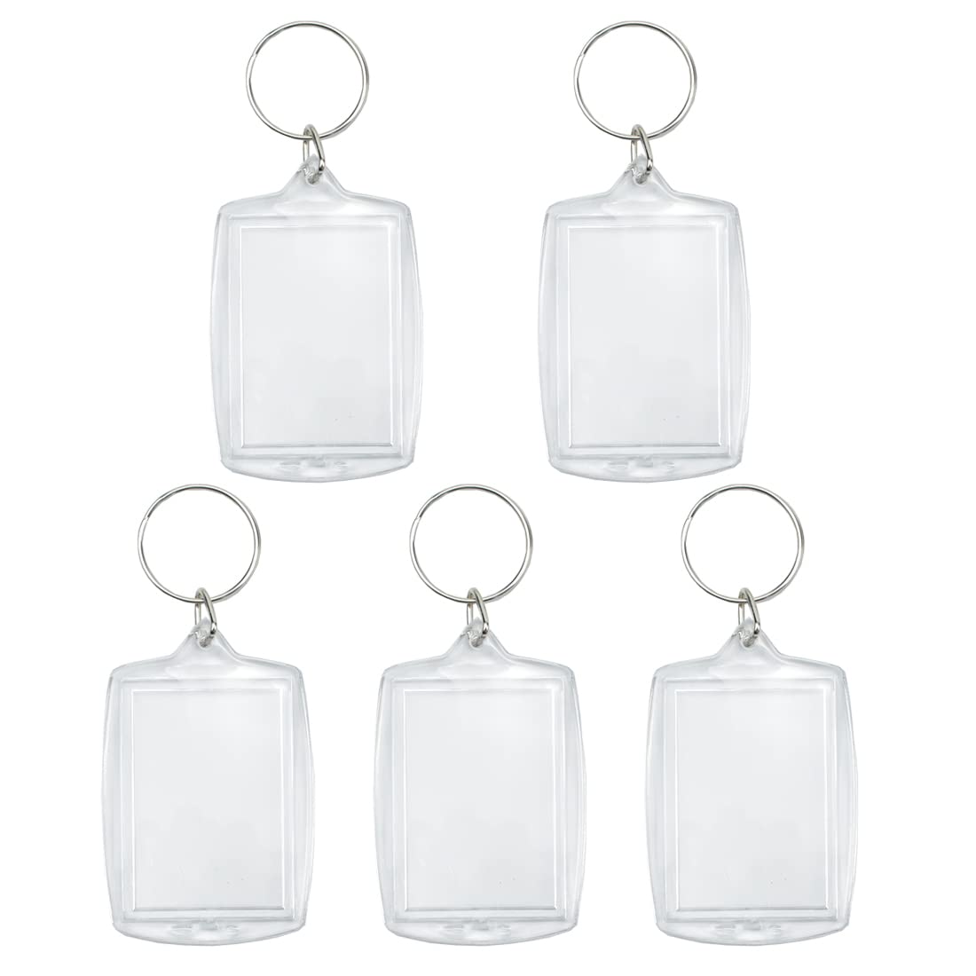 Photo Keyring 5 Pcs Double Sided Blank Picture Keychain Personalised Photo Key Fob Holder with Split Ring