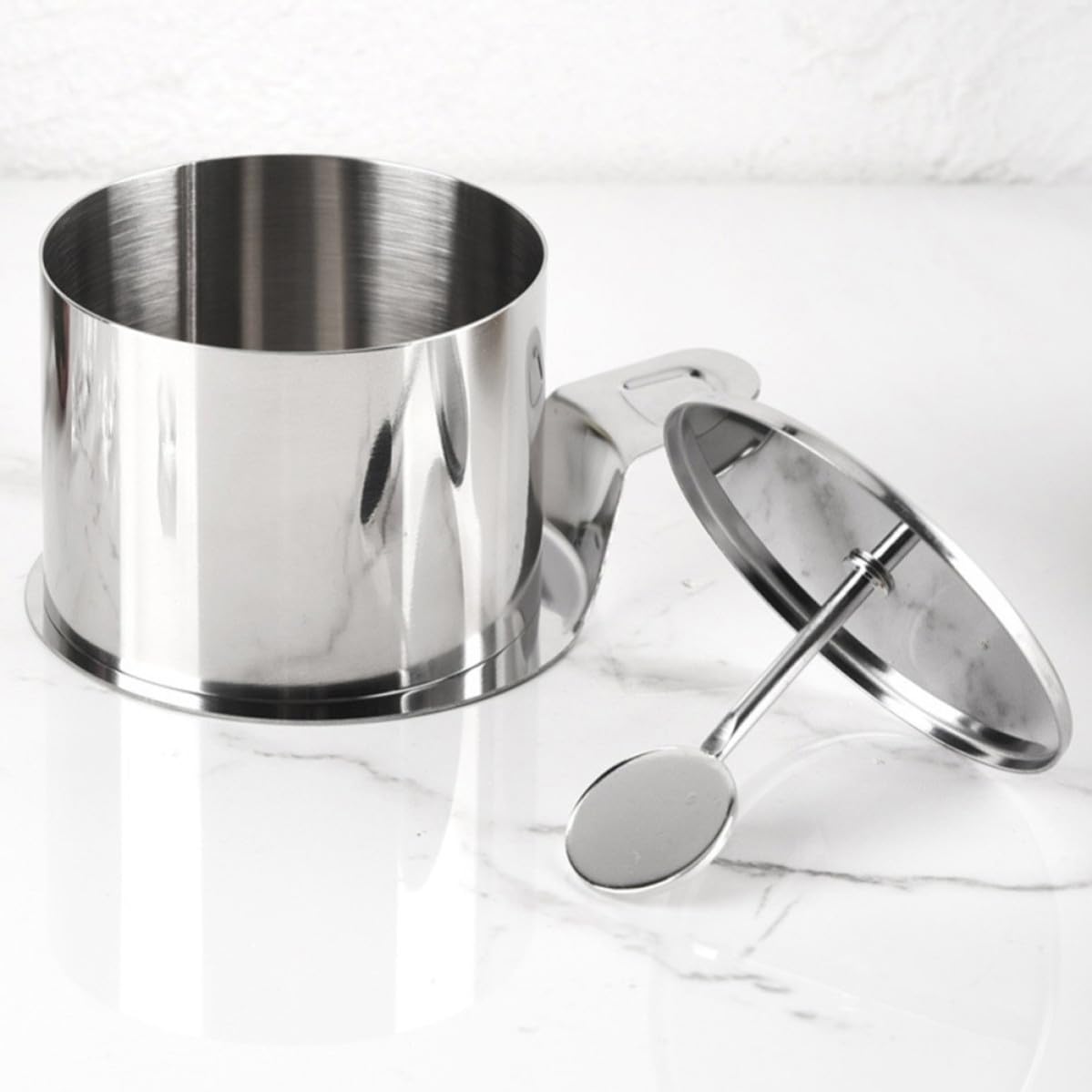 SOIMISS Molde Redondo para Hornear Pasteles de Acero Inoxidable, 1 Juego | Acabado Plata, Superficie Lisa, Incluye Placa de Presión y Espátula, Apto para Repostería y Cocina DIY