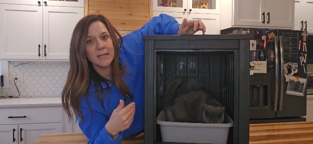 Cat Litter Box Enclosure, Plastic Hidden Litter Box Side Table with Openable Front Door, Waterproof & Weatherproof Cat Box Enclosure Cabinet for Indoor & Outdoor Use (Black) - image 8