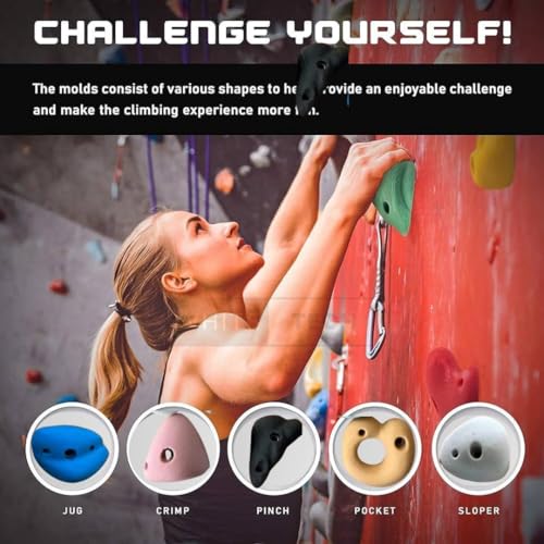 Image of White Tech Premium Rock Climbing Holds (48 Pack) Multi Size for Kids, Adult Rock Wall Holds Climbing Rock Wall Grips for Indoor and Outdoor Playground Play Set (Designed in Germany)