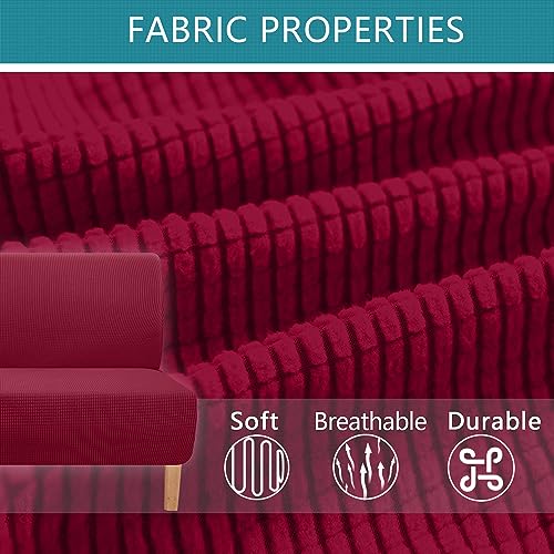 Granbest Hohe Dehnung Futonbezug Super Weiche Armlose Sofabezug für Hunde Haustiere Katzen rutschfeste Futonbezug ohne Armlehne für Wohnzimmer Möbel Schutz (Futon, Weinrot)