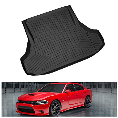 Kiwi Master Cargo Trunk Mat Compatible for 2011-2022 Dodge Charger Chrysler 300 Accessories All Weather Trunk Liner TPE Slush Mats Black