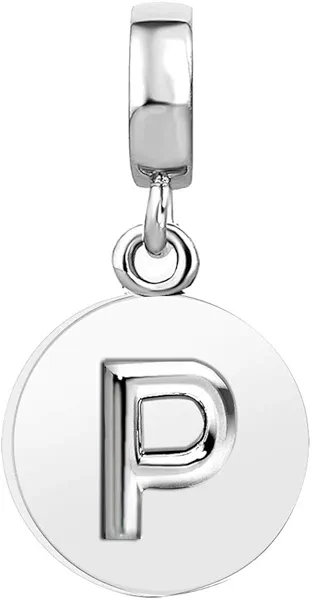 JMQJewelry Initial A-Z Letter Alphabet Lucky Charm Womens Beads Charms Fits Pandora Charms Bracelets Valentine Mother Christmas Jewelry