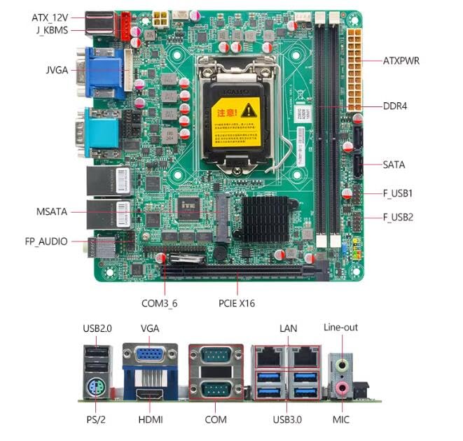 Image of Z390 Mini-ITX SBC IPC Motherboard, LGA1151, 8 /9th Gen i3 /i5 /i7, 6 COM, 2 LAN, VGA, PS /2