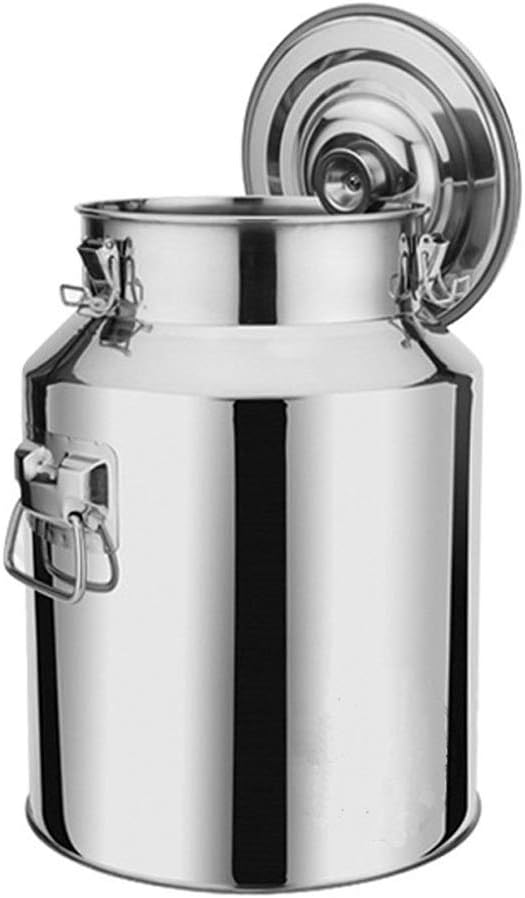 201 Stainless Steel Milk Can14-88L Milk Bucket Wine Pail Bucket Tote Jug Oil Barrel Tea Canister with Sealed Lid, for Liquid, Solid,35L(30x50cm)