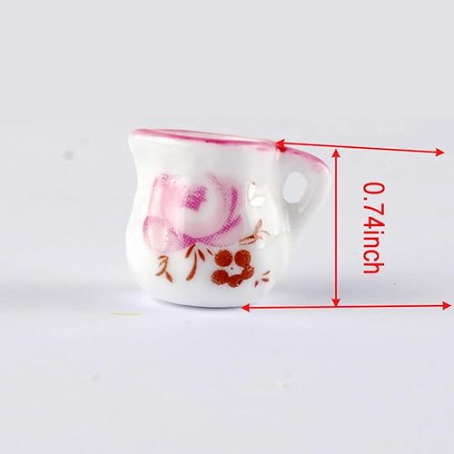 Miniatura 4 de BAENRCY Juego de 15 tazas de té de cerámica 112, juego de decoración de casa de muñecas, accesorios de cocina para casa de muñecas (#5)