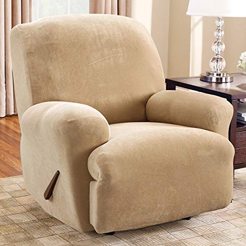 Surefit Stetch Pique Large Lift Recliner Slipcover-94% Polyester 6% Spandex-Form Fit- One Piece- Machine Washable, Cream #TOP21