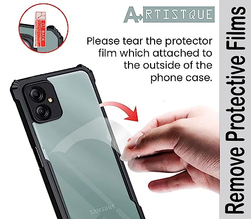 Image of A rtistque Clear Hard Transparent Acrylic Armor Anti-Drop Shockproof TPU Edge Back Cover Case for Samsung Galaxy M04 / Samsung Galaxy F04 / Samsung Galaxy A04e - Black