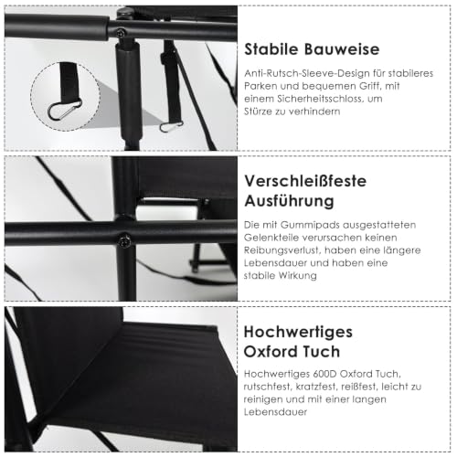 CALIYO Hundetreppe Auto Klappbar bis 75KG für Große Hunde, Höhenverstellbare 4-Stufen-Hundetreppe, Geeignet für Autos, Sofas und Betten, Gelenkschonende, sichere und stabile（Schwarz）