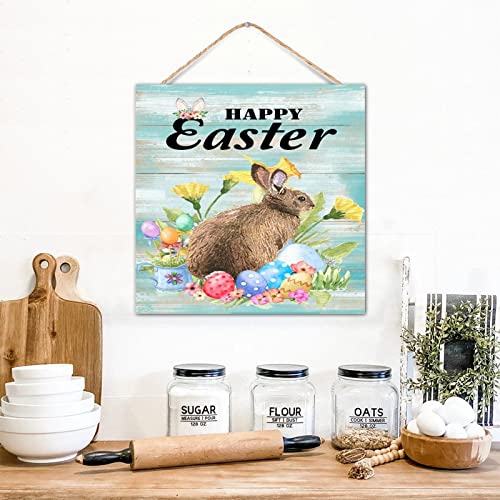 Plaque murale Happy Easter en bois déco 30,5 x 30,5 cm - 2