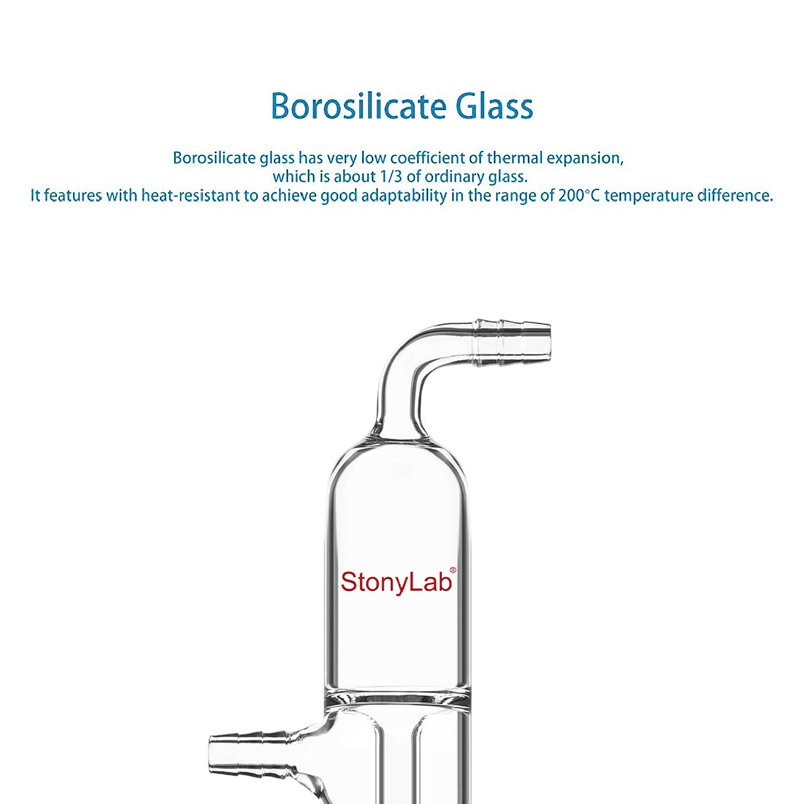 stonylab Trappola a Vacuo in Vetro con Bubblatore, Trappola Fredda in Vetro con Altezza di 225 mm e Connessione per Tubo da 10 mm, per Apparecchiature da Laboratorio di Chimica Organica