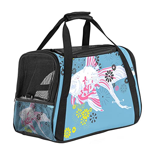 Bolsa de viaje para mascotas en avión con diseño de flores y koi rosa 2