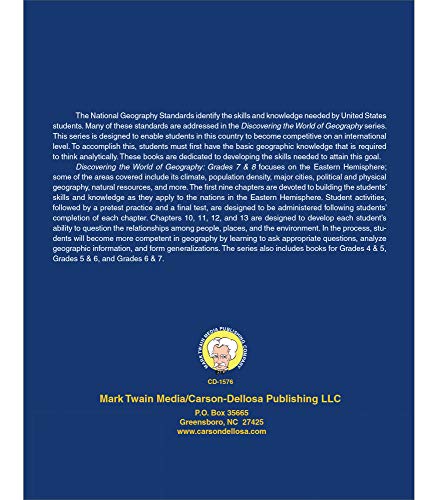 Mark Twain Geography Workbook, Geography For Kids Grade 7-8, Population, Political, Climate, Physical Geography Of The Eastern Hemisphere, 7Th Grade Workbooks & Up, Classroom Or Homeschool Curriculum #TOP1