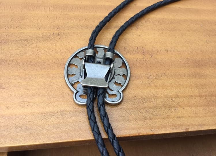 Metal Roman Script Bolo Tie - Western Style Collar Knot, Adjustable Necklace for Men & Women