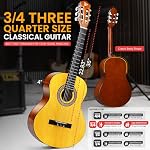 PYLE 36" Classical Acoustic Guitar Kit- 3/4 Size Yellow Gloss, 6 Nylon Strings, w/Bag, Tuner, Extra Strings, Picks, Strap- Kids, Adults-Right Handed