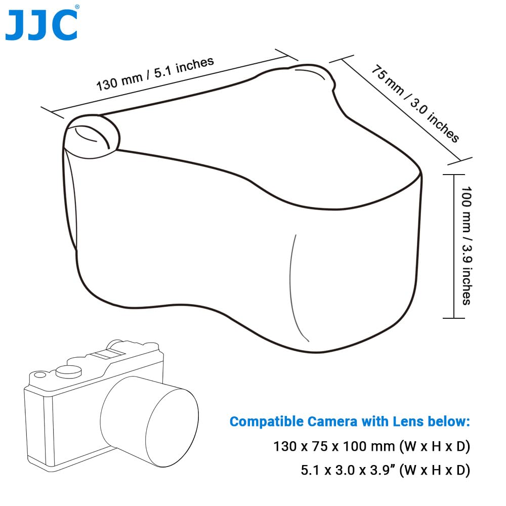 JJC Neoprenowe Etui Na Aparat Canon EOS R7 i R10 z RF-S 18-45 mm f/4,5-6,3 Obiektywem STM, Pasuje Do Kompaktowych Aparatów o Rozmiarze 130x75x100 mm (5,1 x 2,9 x 3,9), Czarne