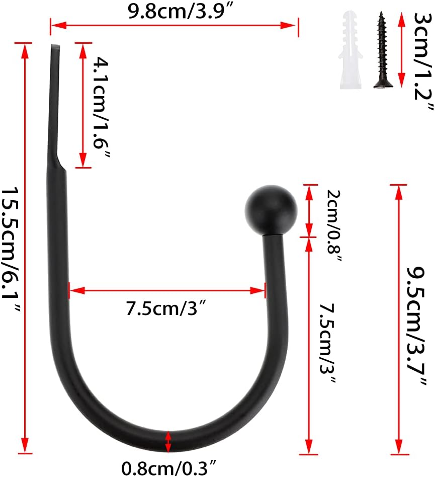 Sumnacon 2 Pcs Metal Curtain Holdbacks - Decorative Wall Mounted Drapery Tiebacks with Screws, Heavy Duty Window Treatment Holdbacks for Home Decor, Black : Home & Kitchen