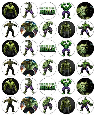 Hulk Lot de 30 décorations comestibles pour cupcakes Motif Avengers Marvel