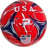 Country Training Soccer Ball - Elite Edition - for All Ages - Size 2, 3, 4 and 5 (USA - RED, 3-6 Pack)