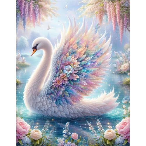 Peinture diamant carrée GLIDIAM broderie mosaïque haut de gamme cygne 40x50 cm