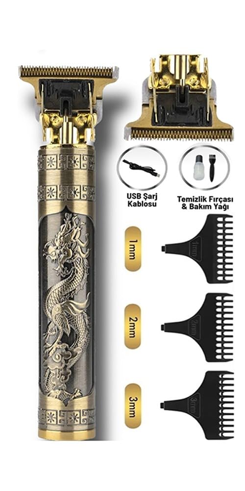 Tıraş Makinesi Metal Gövdeli T-bıçak Saç Ense Sakal Çizim Lazer Epilasyon Öncesi JPR-METAL