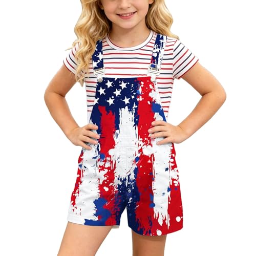 Shorts vaqueros de fiesta con tirantes ajustables y diseño festivo para niños de 4 a 13 años