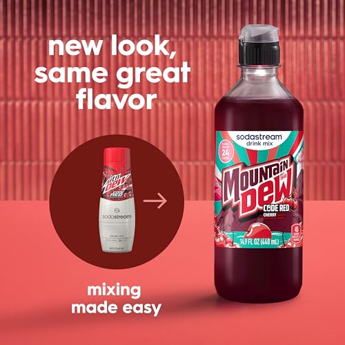 Image of Sodastream MTN Dew Code Red Regular New Pour Bottle Drink Mix 14.9 Fl Oz (Pack of 4)