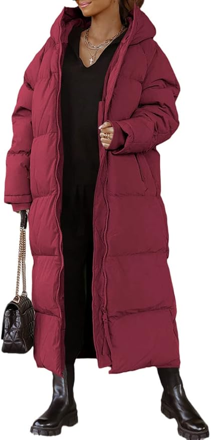 ジャケット・アウター th products LONG PADDED COAT Shanfetl Women Long Quilted Coat Hooded Maxi Length Long