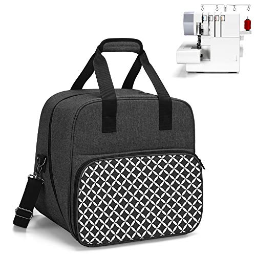 Yarwo Bolsa para Máquinas para Puntada de Seguridad, Bolsa para Overlocker con Tablero de Soporte Inferior, Negro con Patrón Ovalado