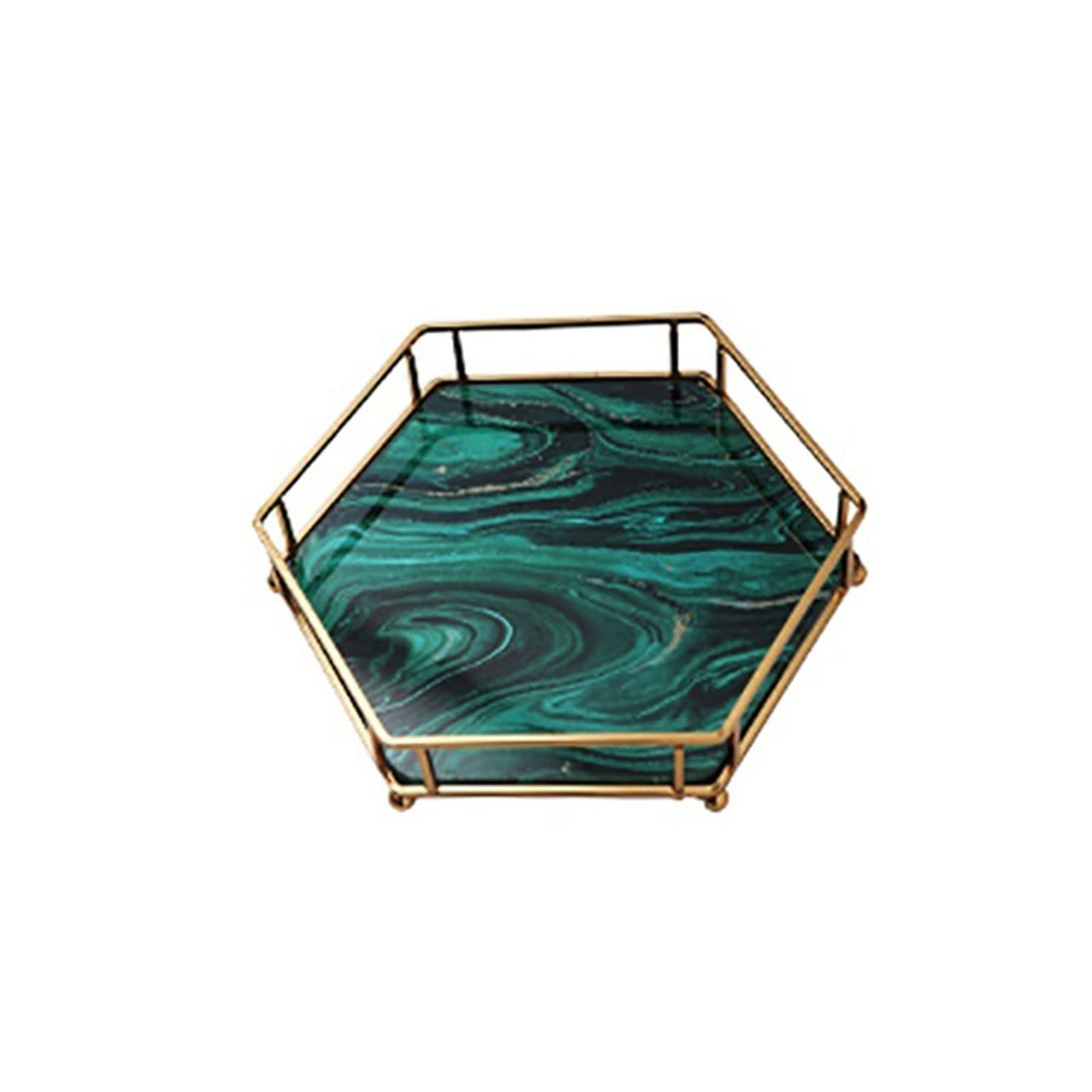 Tace Szklane Zielone Agatowe Tace Do Przechowywania Sześciokątne Puste Owoce Jedzenie Herbata Filiżanka Domowe Pudełko Do Przechowywania Biżuterii Naszyjnik,