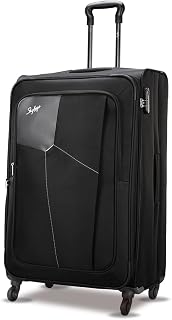 Skybags Large Rubik 79 cms Check-in Polyester Soft Sided 4 Wheels 360 Degree Rotation Luggage/Suitcase/Trolley Bag- Black — Luggage