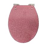 Pink Glitter Toilet Seat Soft Close Resin Seat with Sparkly Glitter Quick Release Hinge Top Fix/Blind Hole Fix/Standard Fix Ideal for Adding a Touch of Sparkle to Your Bathroom décor.