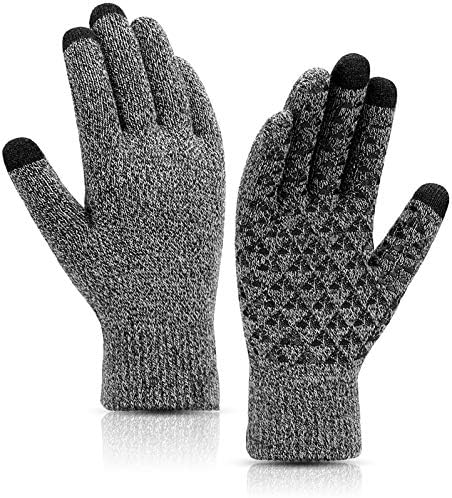 SIMIYA Winter Warm Gloves, Touchscreen Knitted Gloves, Anti Slip Thermal Windproof Driving Running Cycling Gloves for Men Women