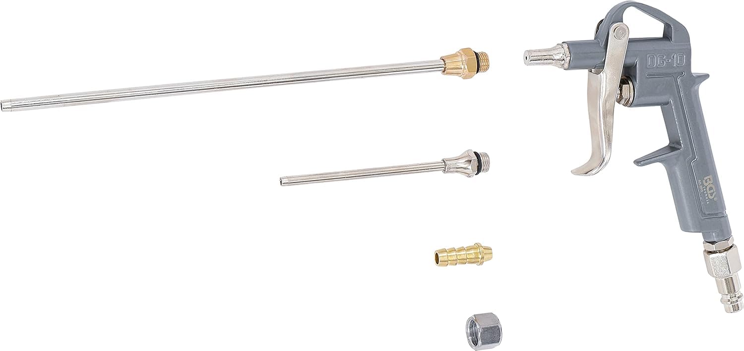 Güde Zestaw pneumatyczny 3-częściowy 84091, niebieski/szary & BGS 3215 pistolet do wydmuchiwania sprężonego powietrza | odlew aluminiowy | z 3 dyszami 25 – 100 – 200 mm