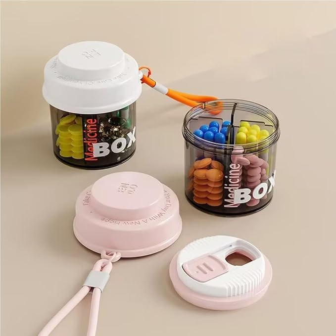 PRETOX New Rotating Pill Box Organiser | Travel Case Pill Box | Portable Medicine Box | Pill Organizer Storage of Vitamins and Daily use etc (PACK OF 1)-image-46