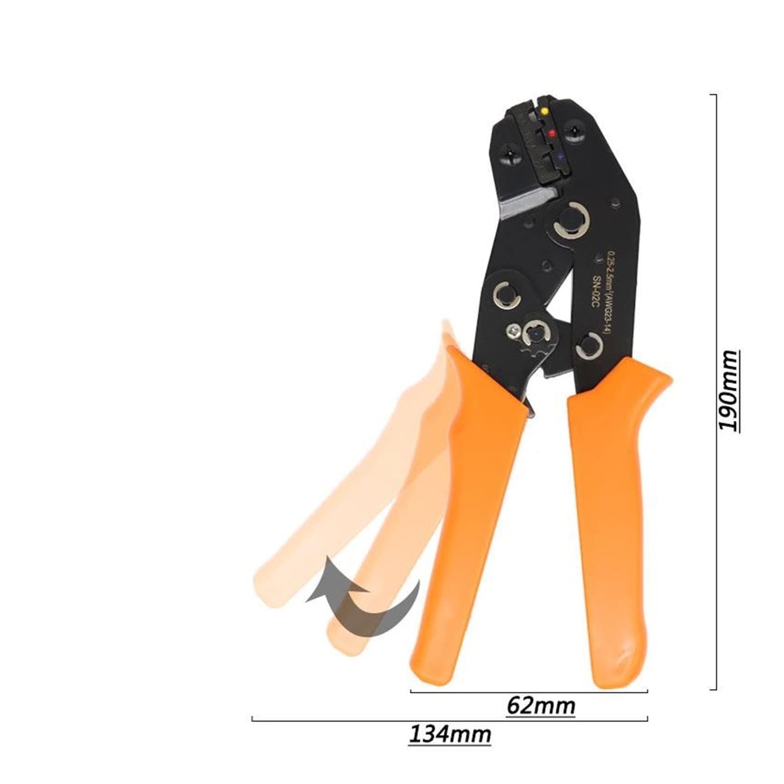 SN-02C Mini ręczne narzędzie do zaciskania 0.25-2.5mm² regulowane szczypce do zaciskania z 280 szt. Końcówek kablowych zestaw asortymentowy zestaw do zaciskania drutu perfection