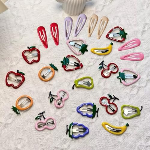 26pc Cute Fruit Snap Hair Clips for Teen Toddler Baby Girls Women Kids Hair Decor Accessories Eveyday Headwear Back School Gift (D)