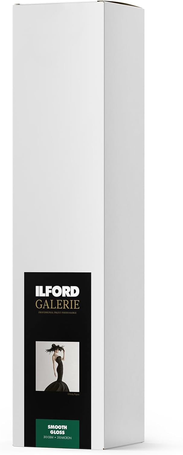 Ilford Galerie 5x7” (100 Sheets) Smooth Gloss Instant Dry Archival Photo Inkjet Paper 12mil / 310gsm for Dye and Pigment Ink Printers, Color and Black and White, Made in Germany