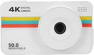 Cámara 4K Digital Digital Dual Lens AutOfocus HD Video Camera 50MP Adolescentes Adultos Opción de Ligero Slim Pouch (White)