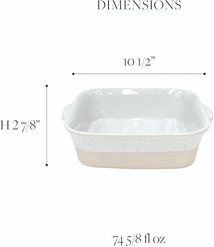 Miniatura 2 de Casafina Panadero cuadrado de cerámica de 9.5 pulgadas, colección Fattoria, blanco, apto para horno y lavavajillas, glaseado seguro para alimentos,